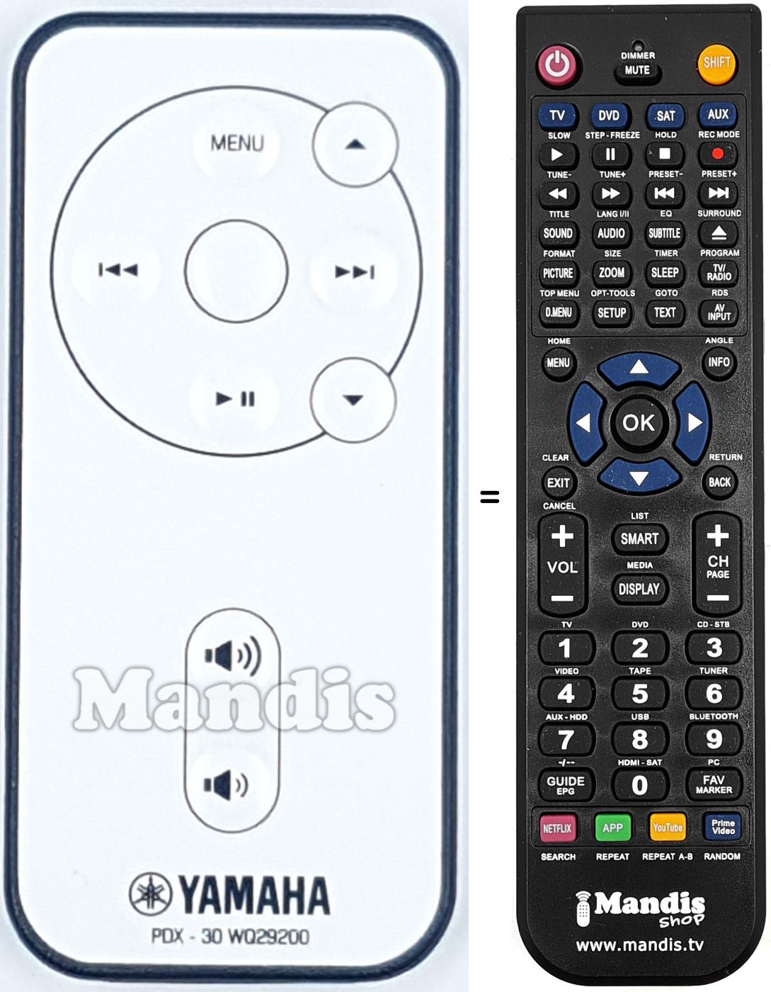 Comandos à distância equivalente Pioneer WQ29200