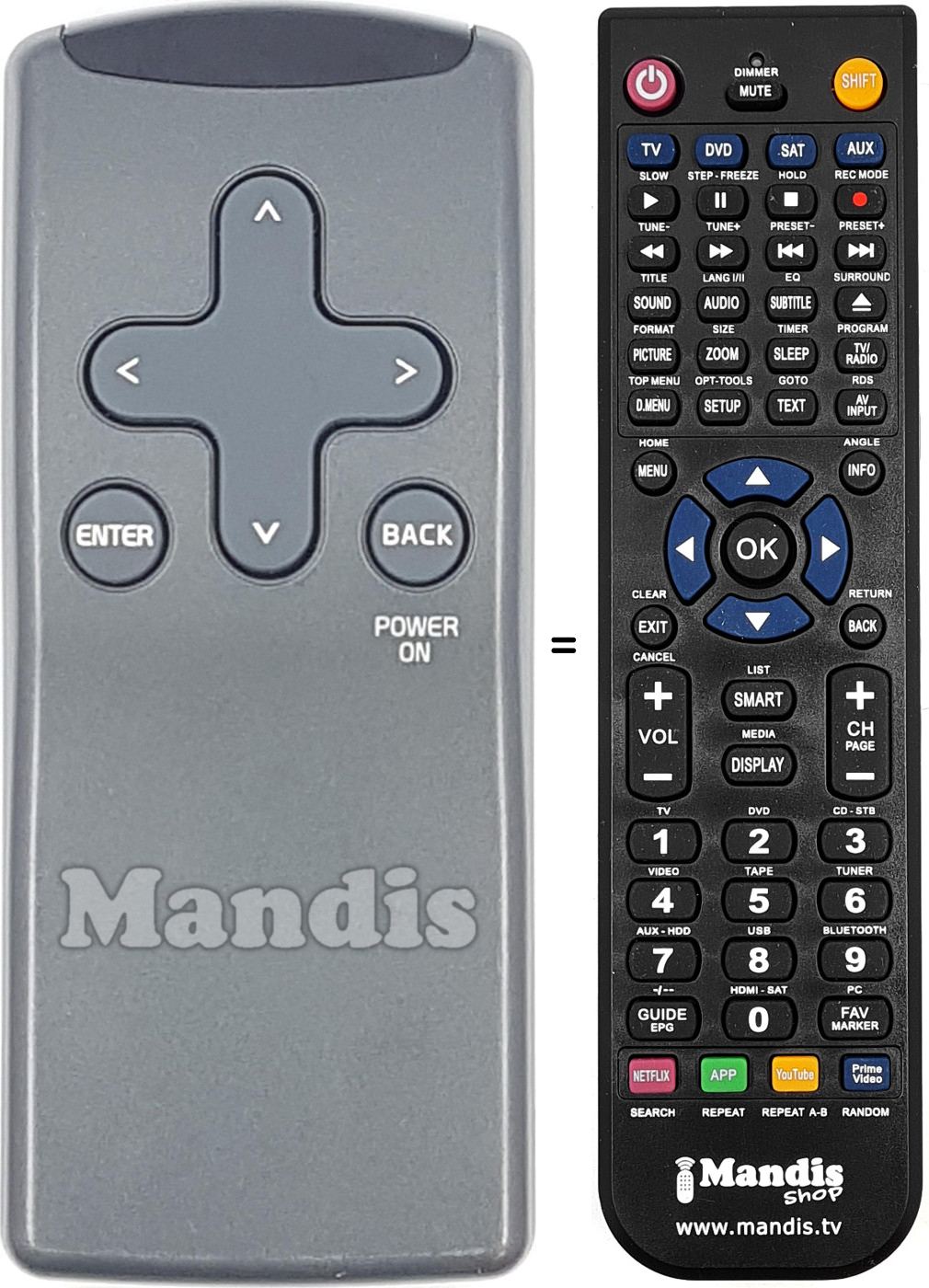 Comandos à distância equivalente X7023AF0310