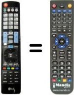 Comandos à distância equivalente LG 42 LV 375A