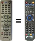 Comandos à distância equivalente Samsung DVD-V6450