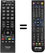 Comandos à distância equivalente Toshiba 40LV800A