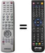 Comandos à distância equivalente Samsung DVD-HR710