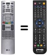 Comandos à distância equivalente LG WHV14254