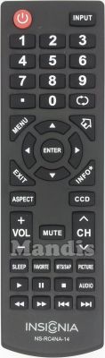 Comando &agrave; dist&acirc;ncia original INSIGNIA NS-RC4NA-14