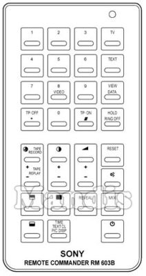 Comando à distância original SONY RM-603 B (A1009042A)