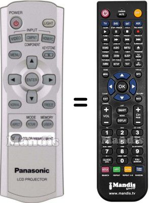 Comandos à distância equivalente Panasonic N2QAEA000025