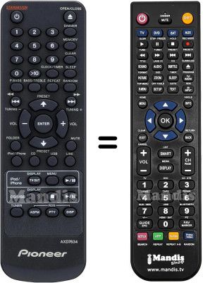 Comandos à distância equivalente Pioneer AXD7634
