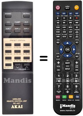 Comandos à distância equivalente Akai RC-A57