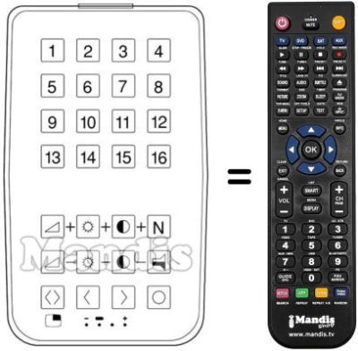 Comandos à distância equivalente 16 CHANNELS US