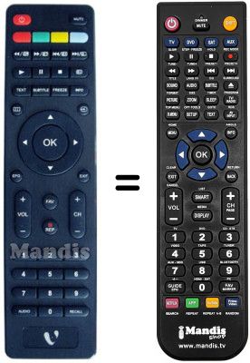 Comandos à distância equivalente MAJESTIC TVD 222 LED (ver. 2)