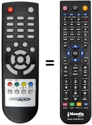 Comandos à distância equivalente Irradio DTR 1001