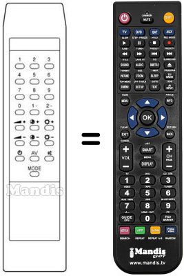 Comandos à distância equivalente Crown CTV-2037 R