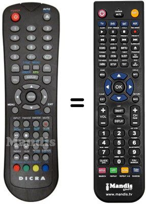 Comandos à distância equivalente DICRA TVLCD 022