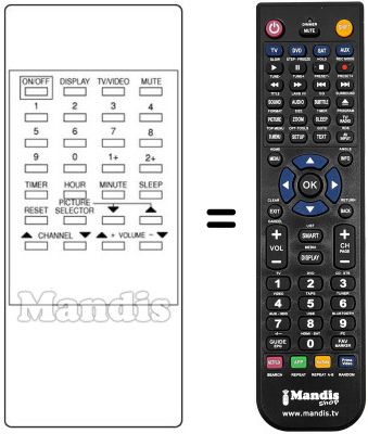 Comandos à distância equivalente Daewoo DMQ 10 B Comandos à distância equivalente Daewoo DMQ 10 B