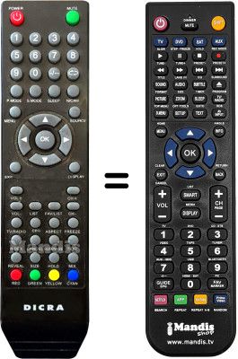 Comandos à distância equivalente DICRA TVLCD 022 EL