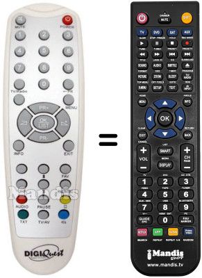 Comandos à distância equivalente DIGIQUEST EASY SCART T3