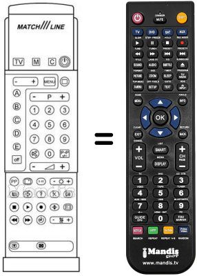 Comandos à distância equivalente PYE MATCH LINE 29 PT 910 B Comandos à distância equivalente PYE MATCH LINE 29 PT 910 B