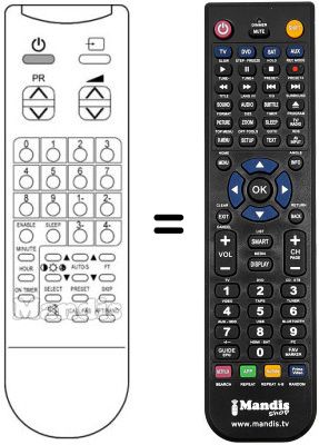 Comandos à distância equivalente Daewoo 2075ST Comandos à distância equivalente Daewoo 2075ST