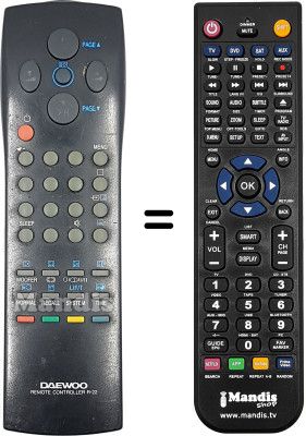 Comandos à distância equivalente Daewoo DTC 29G1 Comandos à distância equivalente Daewoo DTC 29G1