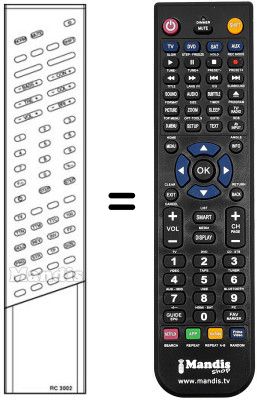 Comandos à distância equivalente RC 3002