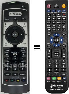 Comandos à distância equivalente Irradio DVT 1000