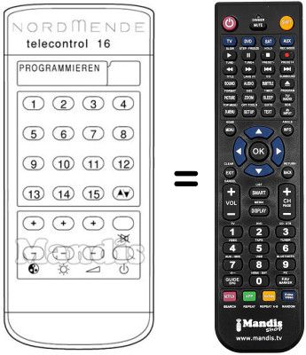 Comandos à distância equivalente TELECONTROL 16 Comandos à distância equivalente TELECONTROL 16