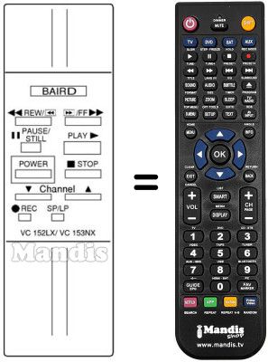 Comandos à distância equivalente VC 152 LX / VC 153NX