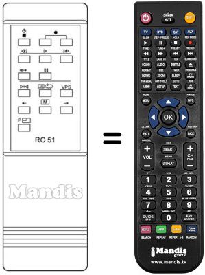 Comandos à distância equivalente ELCIT VTR 8020 Comandos à distância equivalente ELCIT VTR 8020