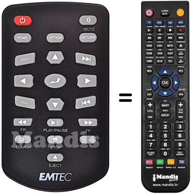 Comandos à distância equivalente Emtec MOVIE CUBE N200