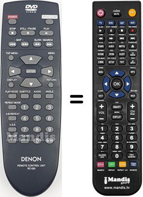Comandos à distância equivalente Denon DVD 800