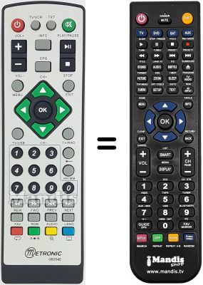 Comandos à distância equivalente Metronic ZAP BOX USB PLAYER