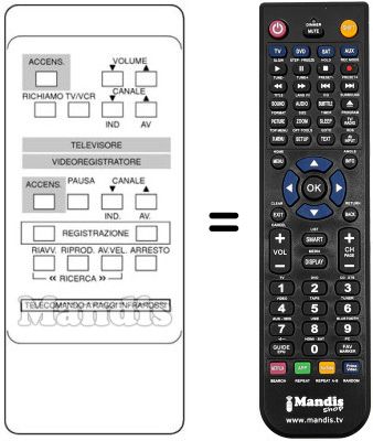 Comandos à distância equivalente Amstrad TVR3