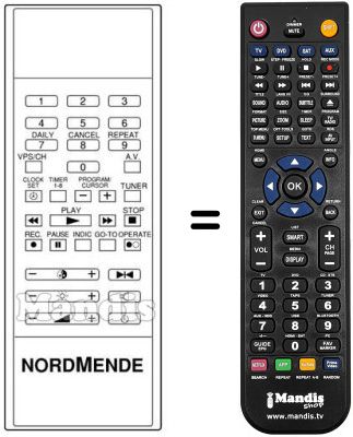 Comandos à distância equivalente NordMende V1005M Comandos à distância equivalente NordMende V1005M
