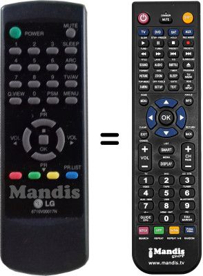 Comandos à distância equivalente LG 6710V00017N
