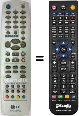 Comandos &agrave; dist&acirc;ncia equivalente LG 6710V00112E