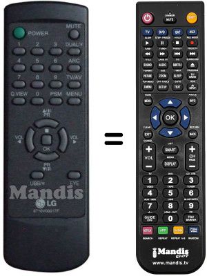 Comandos &agrave; dist&acirc;ncia equivalente LG 6710V00017F