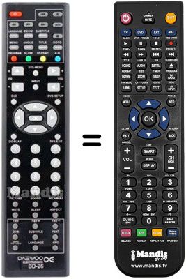 Comandos à distância equivalente Daewoo BD26