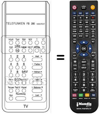 Comandos à distância equivalente Telefunken A560V Comandos à distância equivalente Telefunken A560V