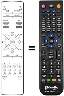 Comandos à distância equivalente REMCON114 Comandos à distância equivalente REMCON114