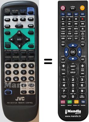 Comandos à distância equivalente JVC MV511
