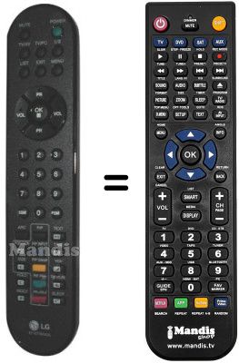 Comandos à distância equivalente LG 6710T00003L