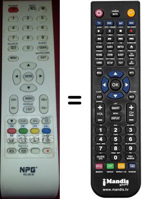 Comandos &agrave; dist&acirc;ncia equivalente Npg RC05W