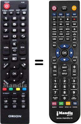 Comandos à distância equivalente Orion ORI001