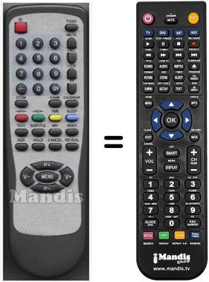 Comandos à distância equivalente RC-PT2007