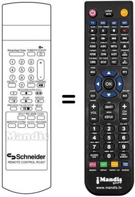 Comandos à distância equivalente RC307
