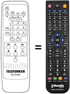 Comandos à distância equivalente RC5104N