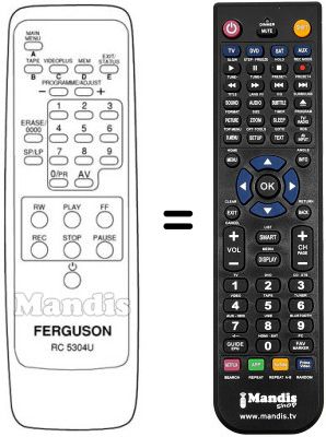 Comandos à distância equivalente RC5304U