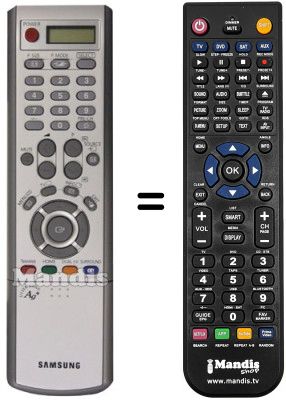 Comandos &agrave; dist&acirc;ncia equivalente Samsung BN59-00378A