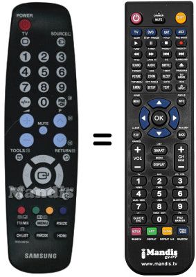 Comandos &agrave; dist&acirc;ncia equivalente Samsung BN5900676A