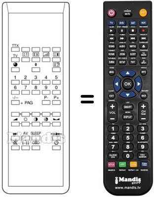 Comandos à distância equivalente Univox TM90 OSD Comandos à distância equivalente Univox TM90 OSD